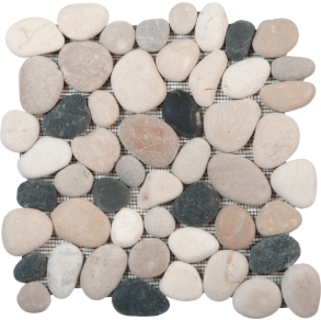 Mix WhiteGreyBeigeBlack Rectified Matte Pebble Interlocking - stone tile